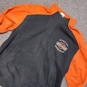 Harley-Davidson Full Zip Sweatshirt Mens L Black Orange Lynchburg VA Graphic